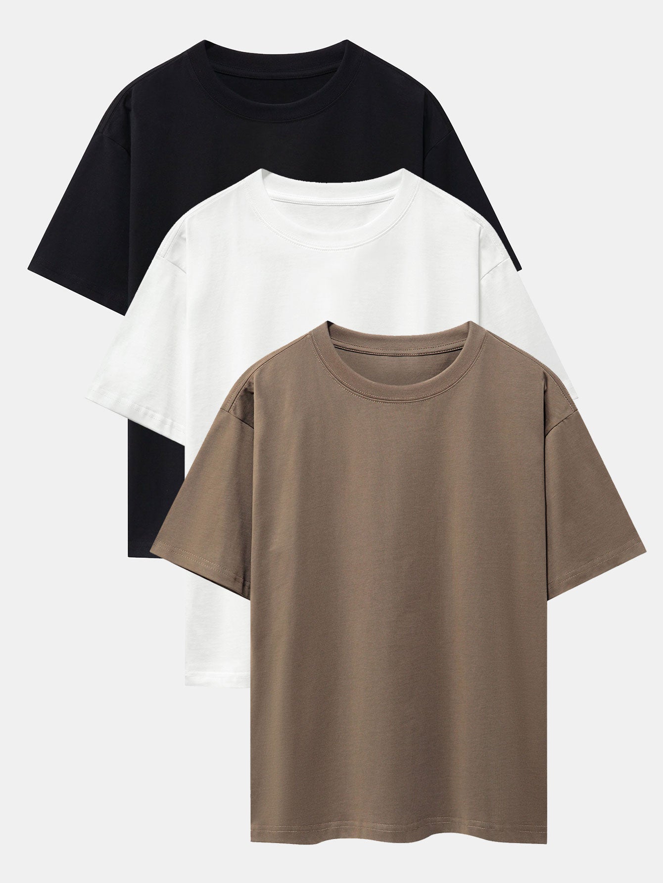 3 Pieces Basic Heavy Weight Drop Shoulder Oversize T-Shirts