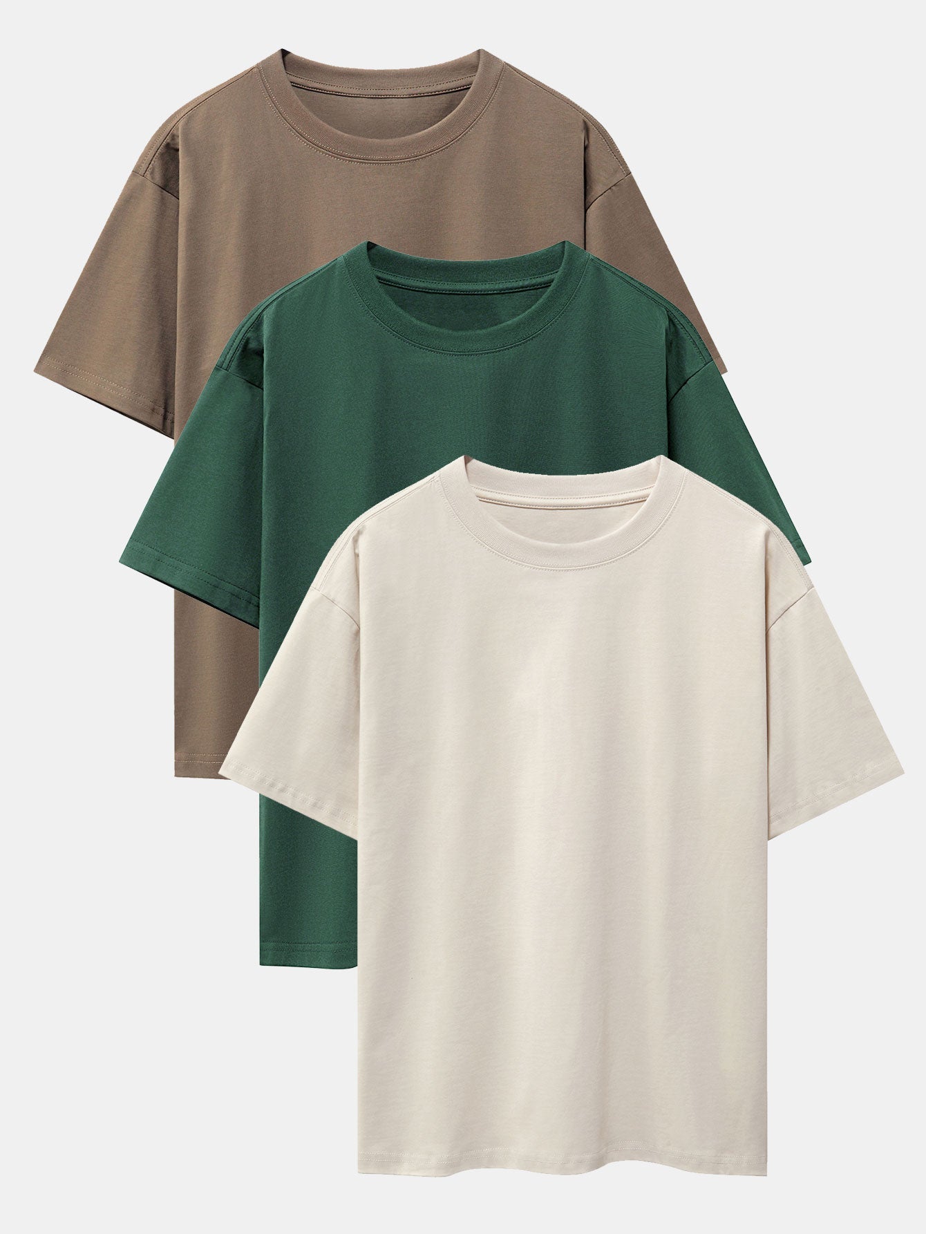 3 Pieces Basic Heavy Weight Drop Shoulder Oversize T-Shirts