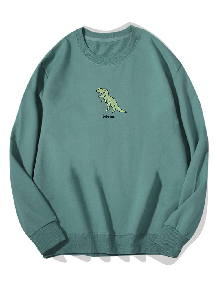 Sweat-shirt en coton imprimé dinosaure mignon