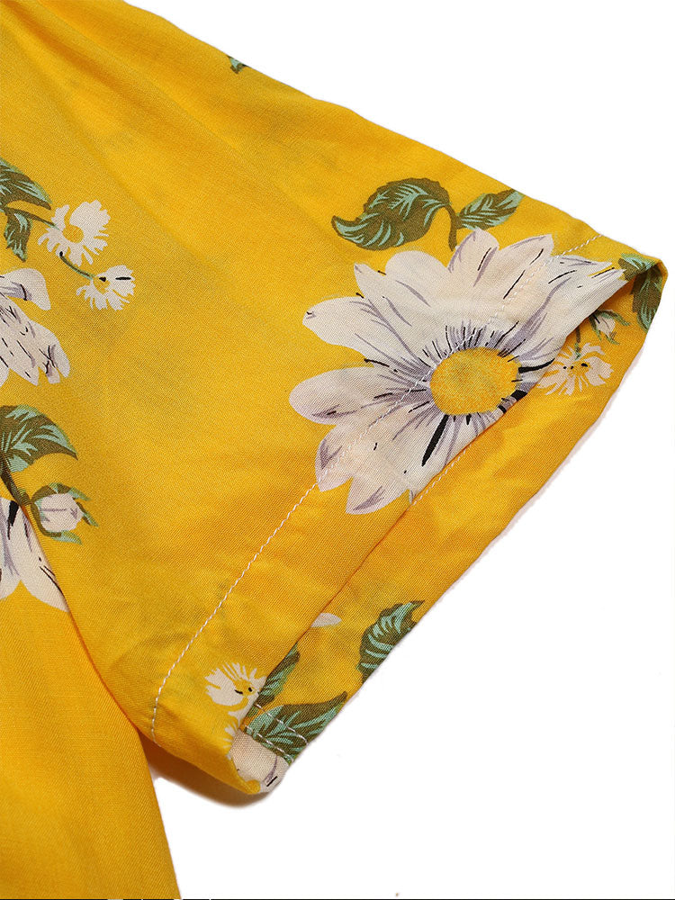 Chemise à revers et imprimé tournesol