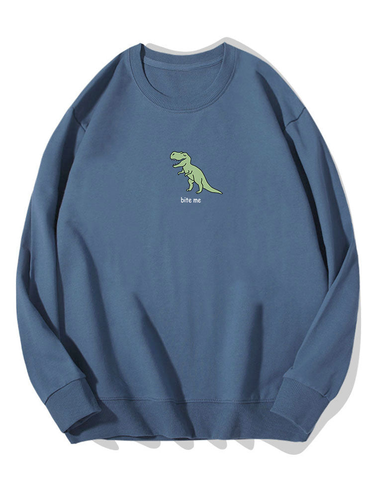 Sweat-shirt en coton imprimé dinosaure mignon