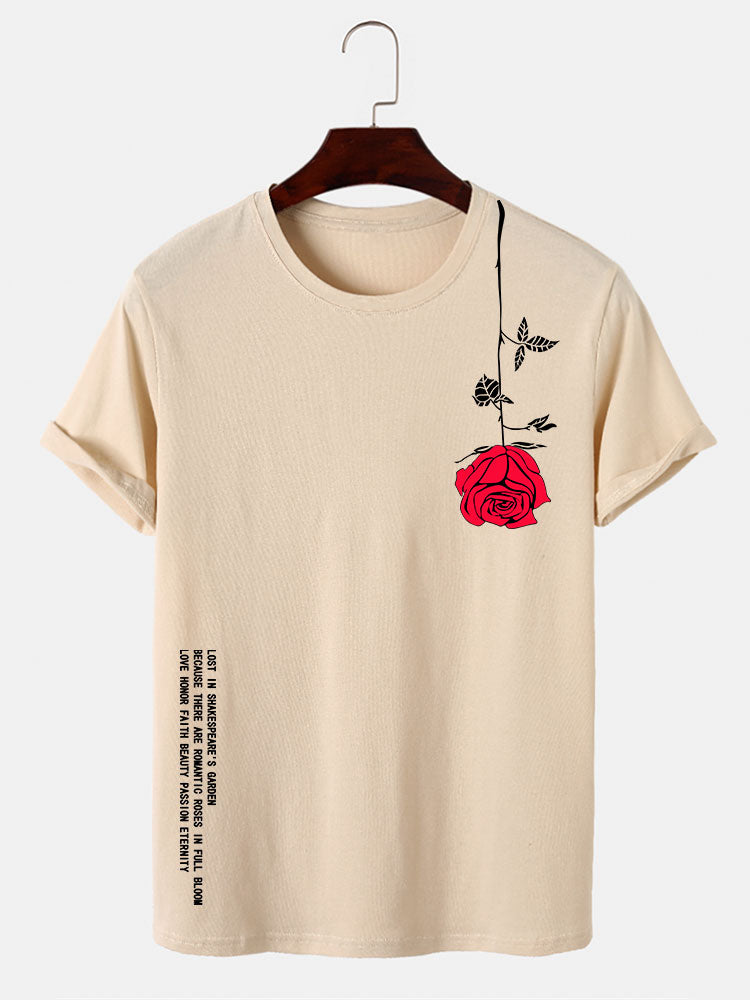 Slogan Rose Print T-Shirt