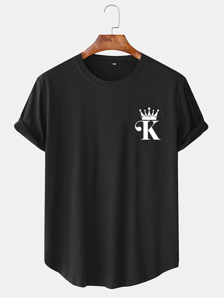 King Crown Print Arc Hem T-Shirt