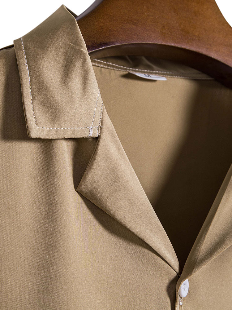 Chemise en satin à col à revers