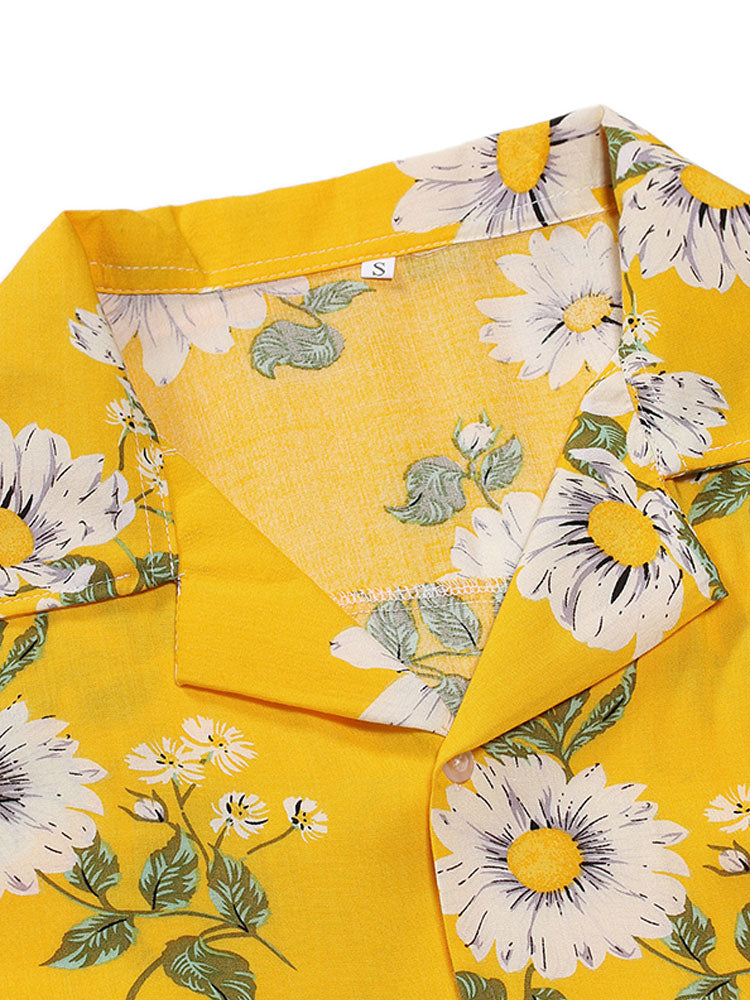 Chemise à revers et imprimé tournesol