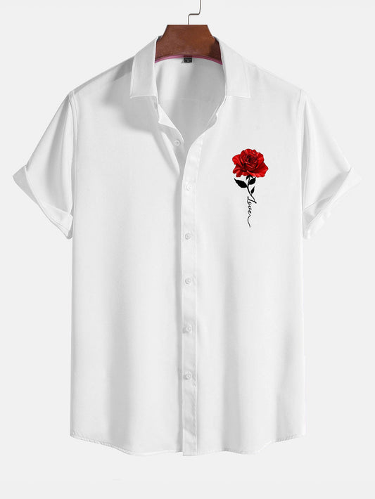 Chemise boutonnée à imprimé roses