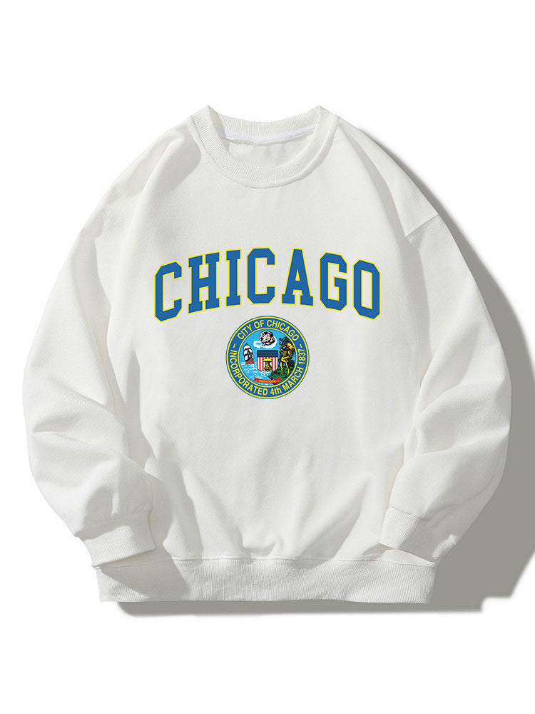 Sweat-shirt décontracté imprimé Chicagp