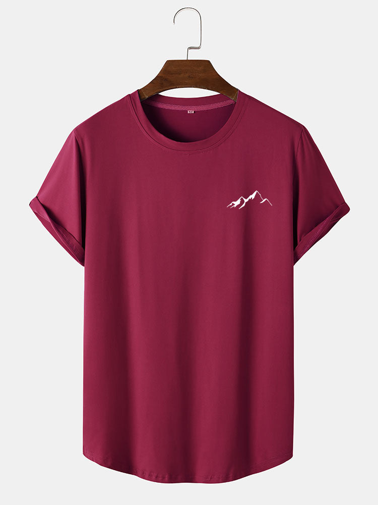 Mountain Graphic Print Arc Hem T-Shirt