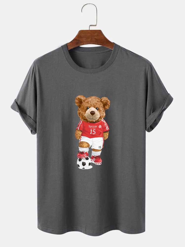 Football Bear Print T-Shirt