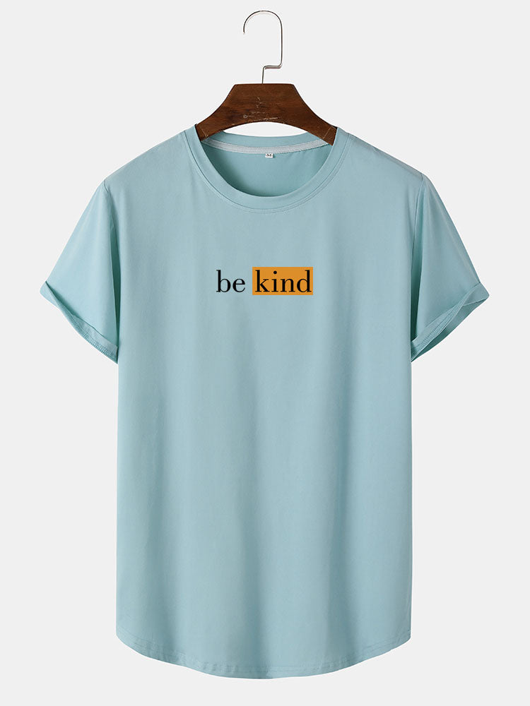 Be Kind Character Print Arc Hem T-Shirt