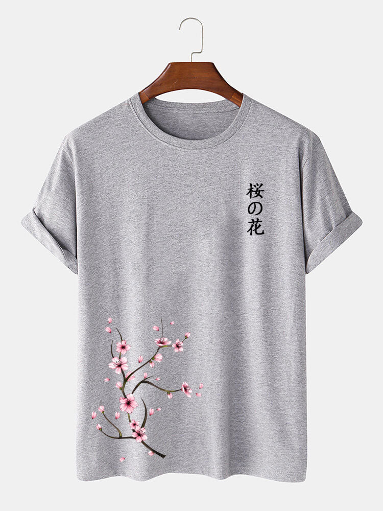 Japanese Cherry Blossoms Print T-Shirt