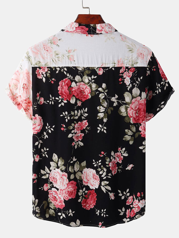 Chemise à imprimé floral bicolore