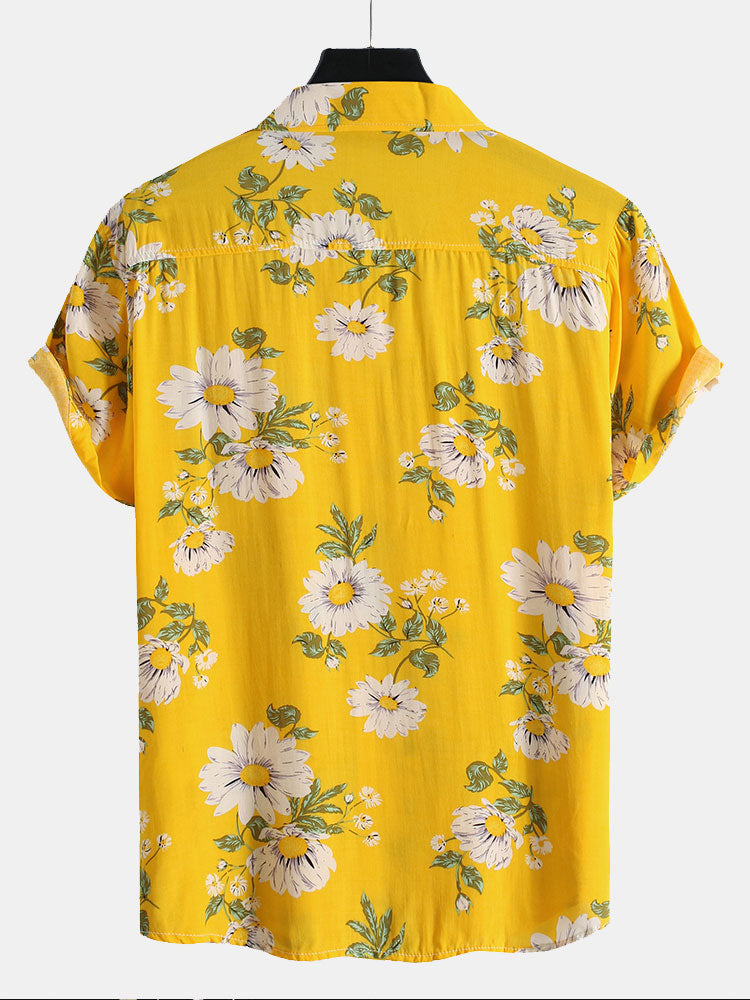 Chemise à revers et imprimé tournesol