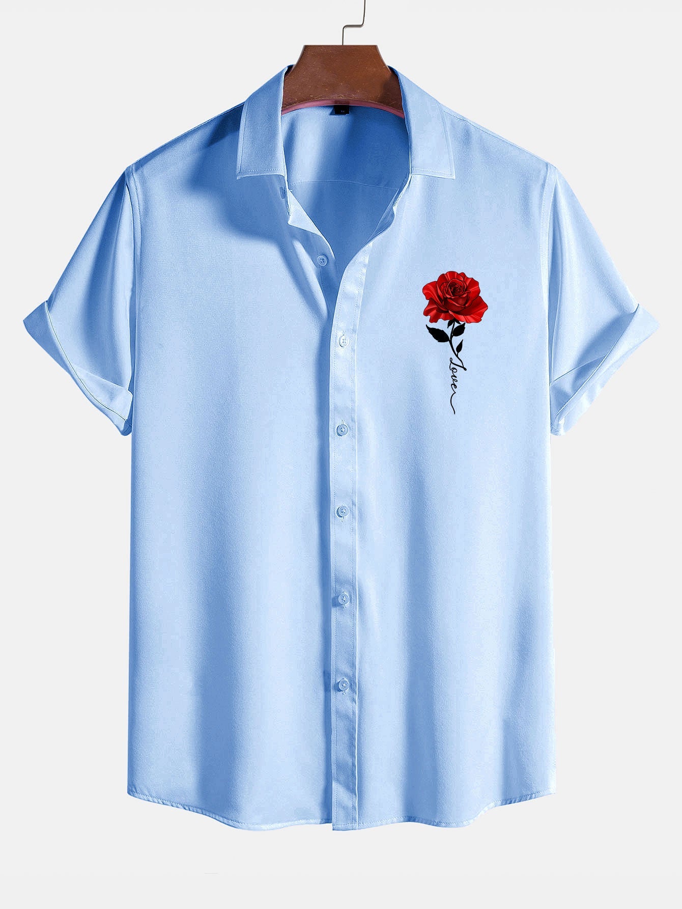 Chemise boutonnée à imprimé roses