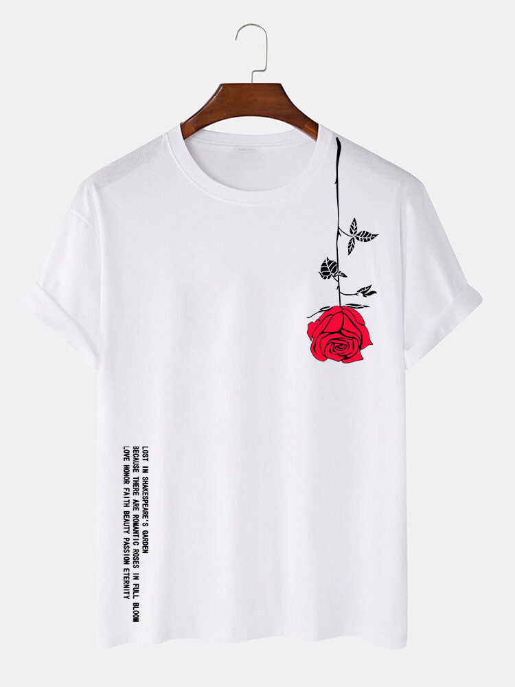 Slogan Rose Print T-Shirt