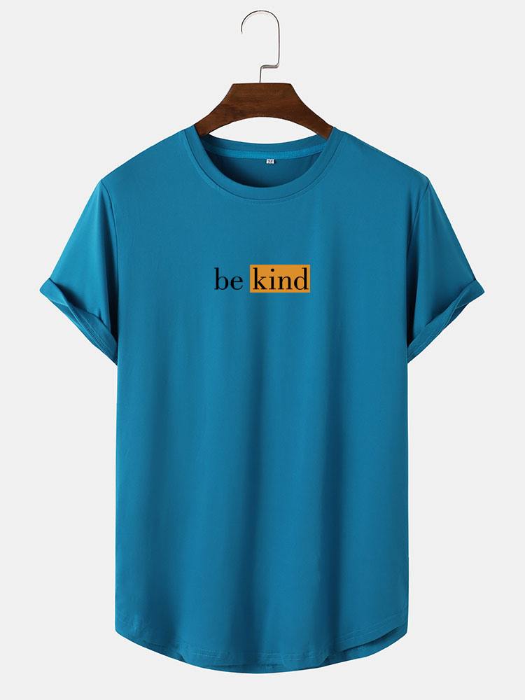 Be Kind Character Print Arc Hem T-Shirt