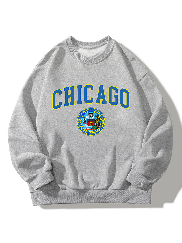 Sweat-shirt décontracté imprimé Chicagp