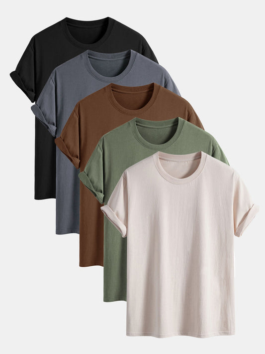 5 Pieces Basic Regular Fit Cotton T-Shirts