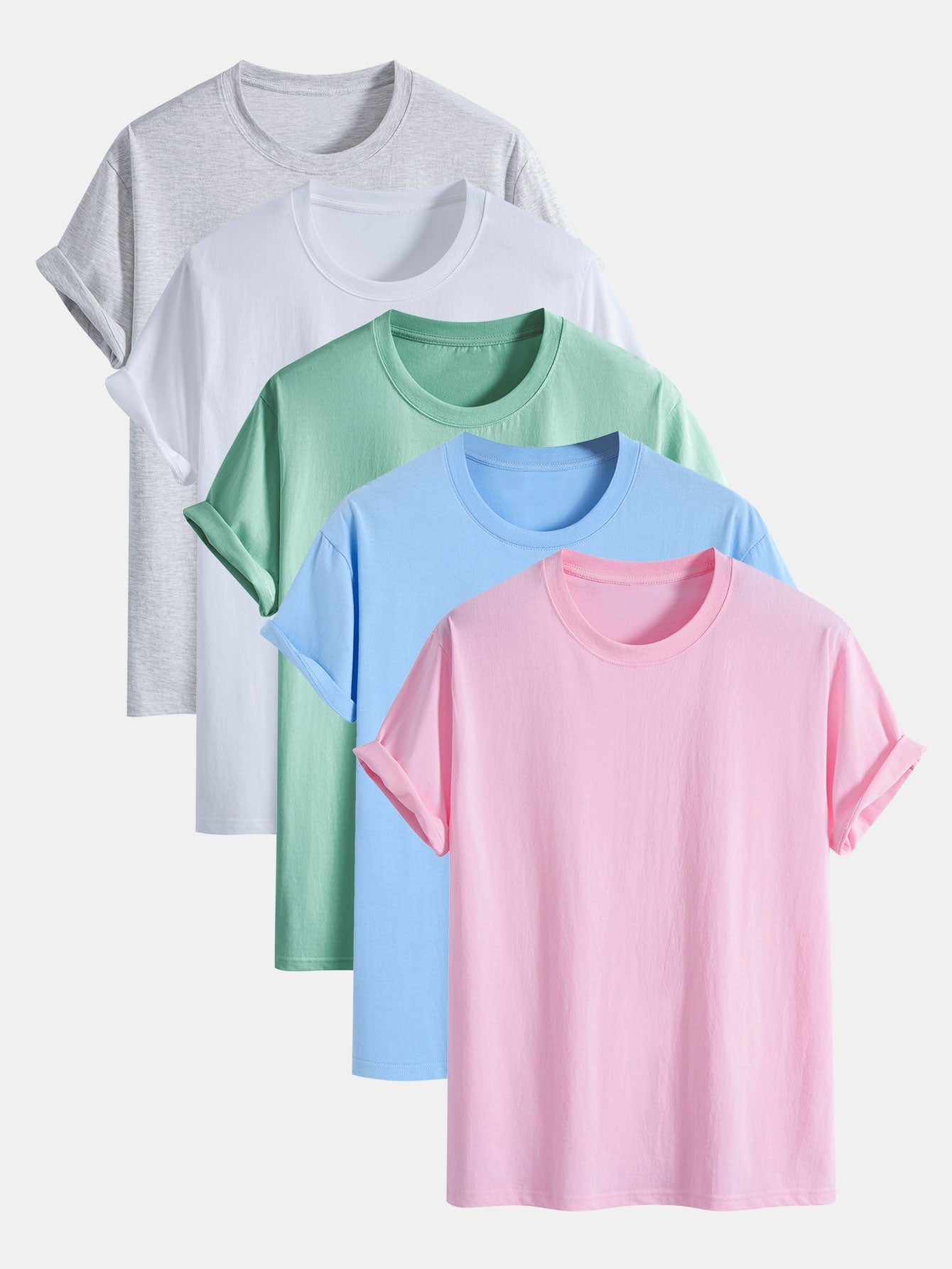 5 pièces T-shirts basiques en coton coupe régulière