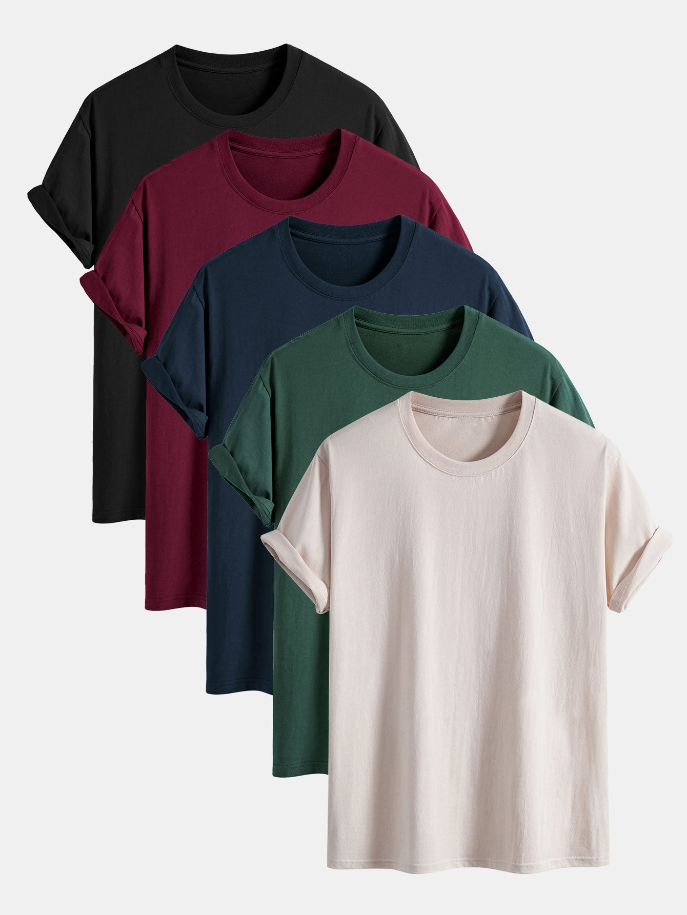 5 pièces T-shirts basiques en coton coupe régulière