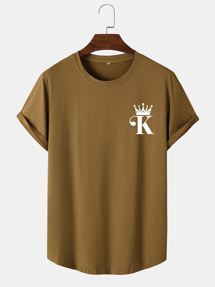 King Crown Print Arc Hem T-Shirt