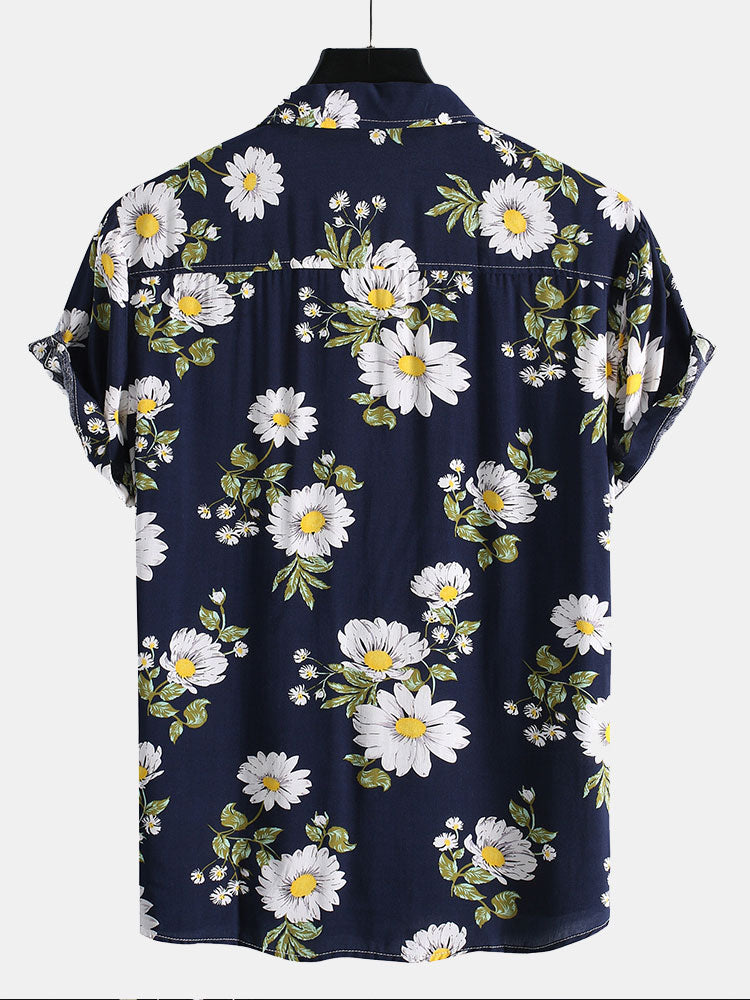 Chemise à revers et imprimé tournesol