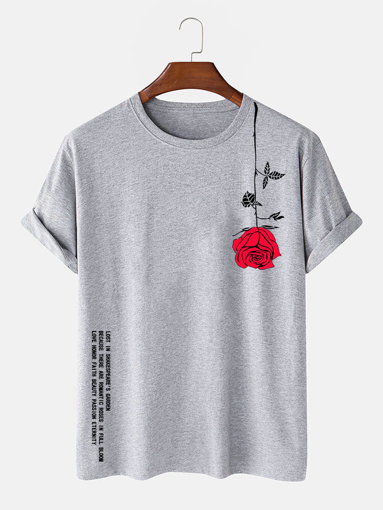 Slogan Rose Print T-Shirt