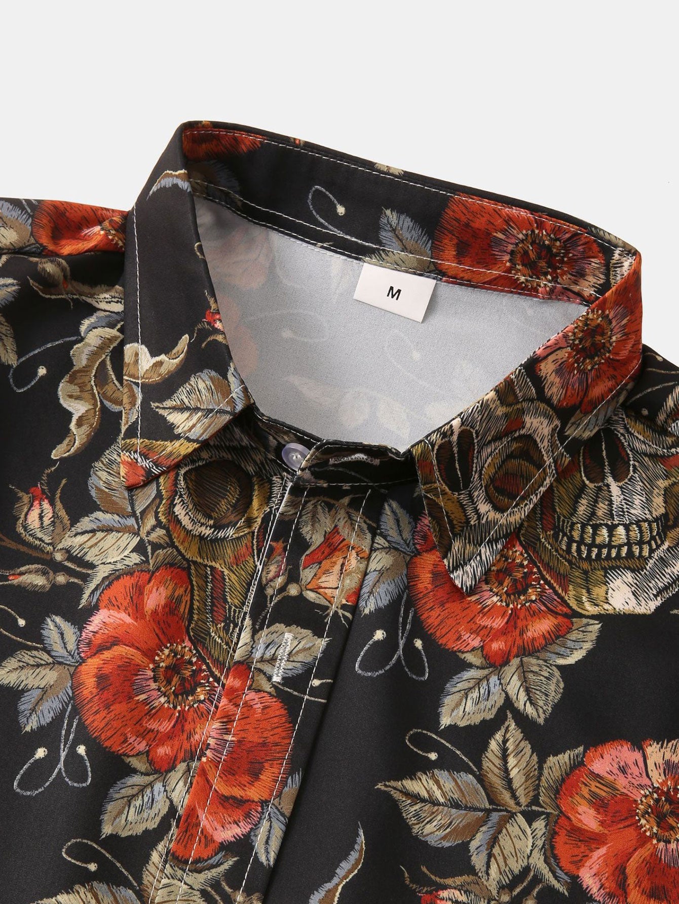 Chemise boutonnée à imprimé tête de mort rose