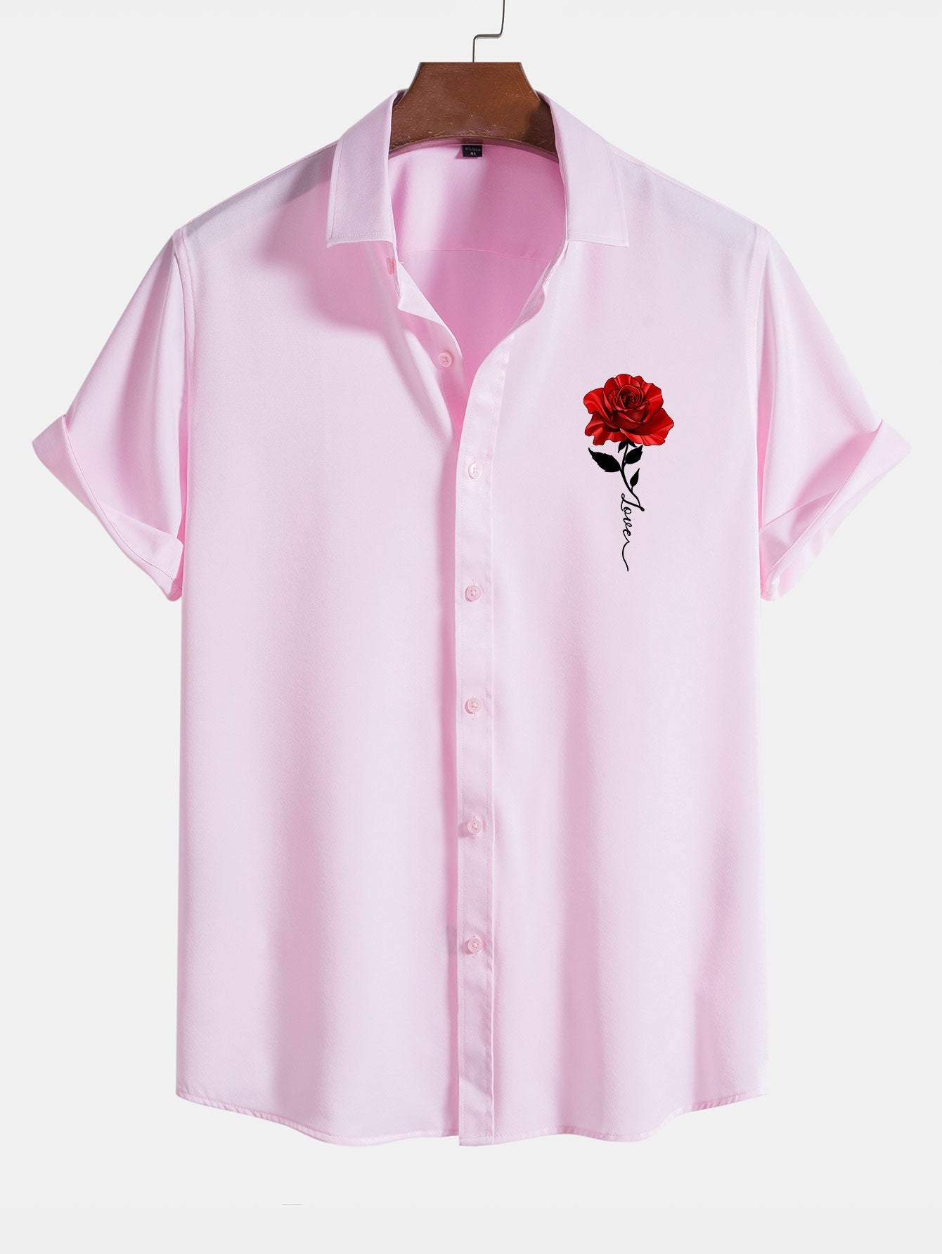 Chemise boutonnée à imprimé roses