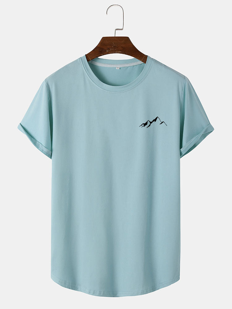 Mountain Graphic Print Arc Hem T-Shirt