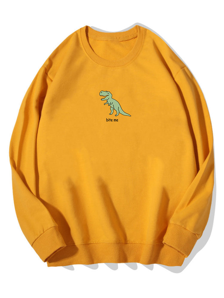 Sweat-shirt en coton imprimé dinosaure mignon