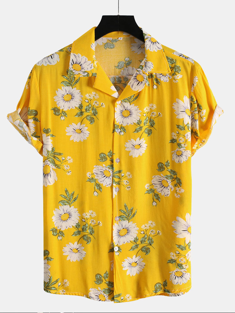 Chemise à revers et imprimé tournesol