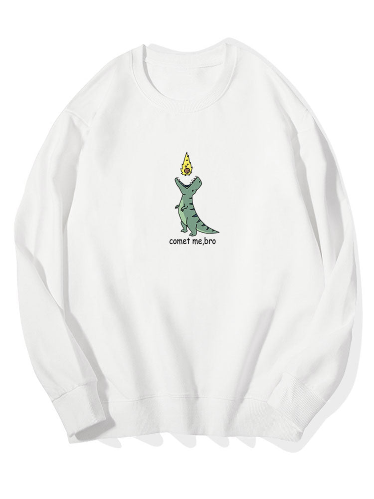 Sweat-shirt en coton imprimé dinosaure comète