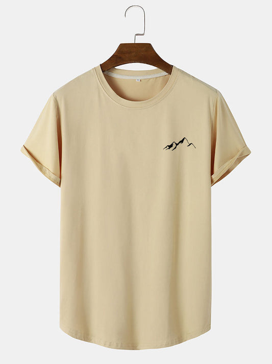 Mountain Graphic Print Arc Hem T-Shirt