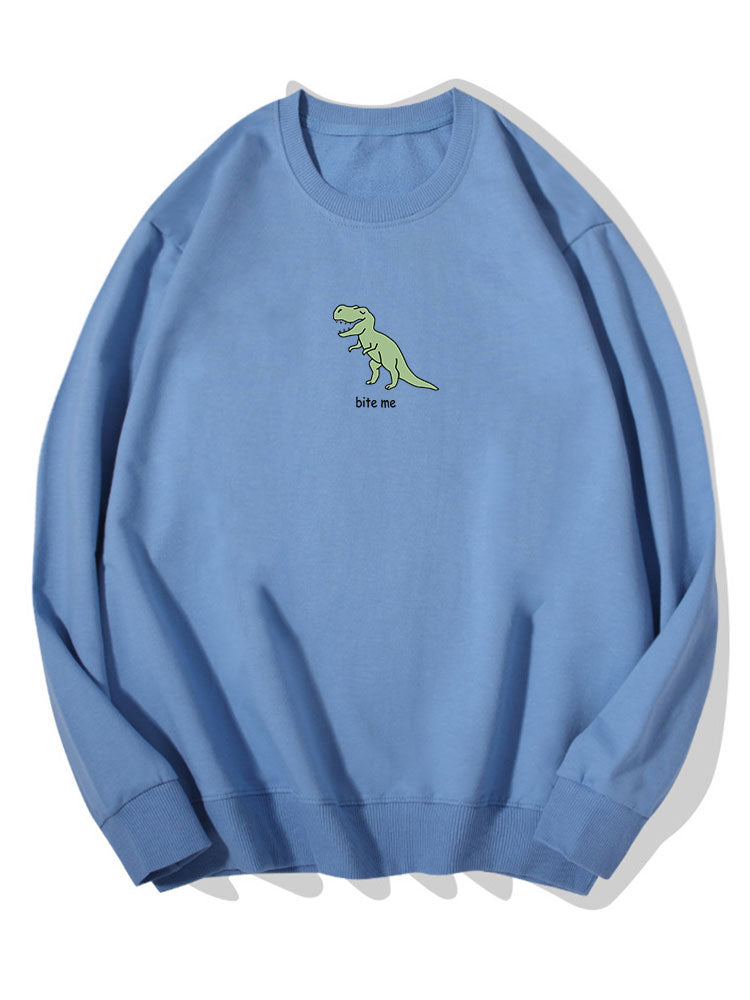 Sweat-shirt en coton imprimé dinosaure mignon