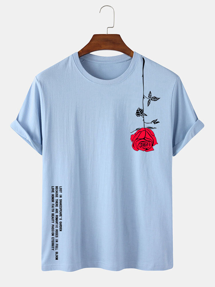 Slogan Rose Print T-Shirt