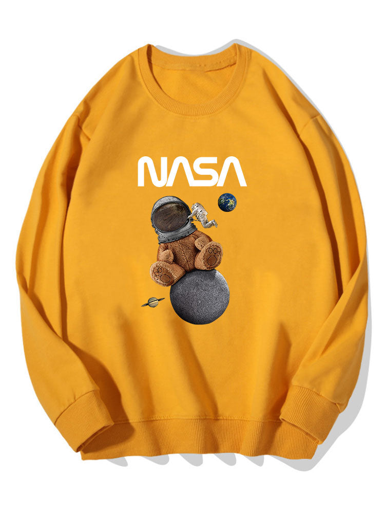 Sweat-shirt en coton imprimé Space Bear