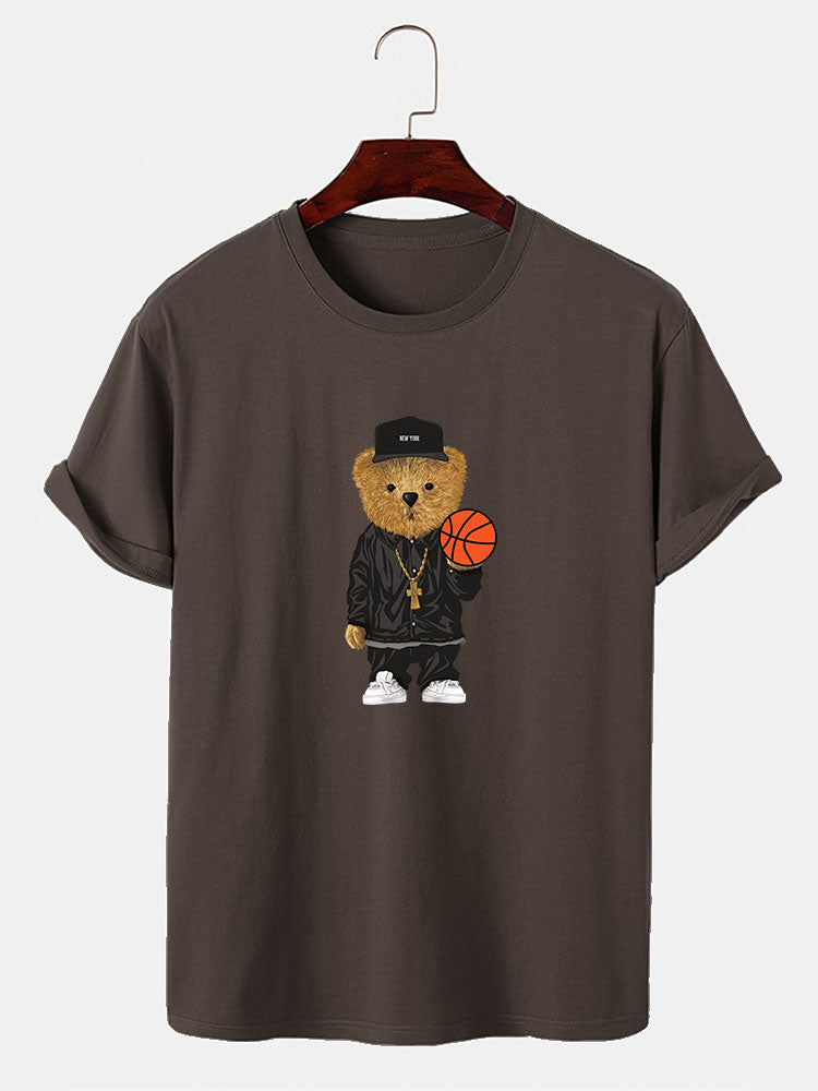 Basketball Bear Print T-Shirt