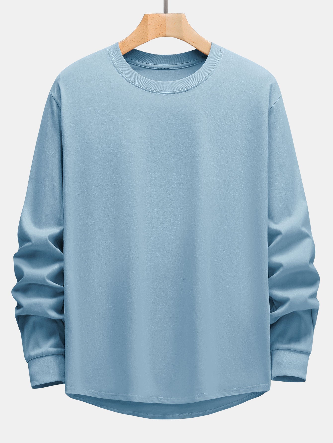 Basic Long Sleeve Heavy Weight Arc Hem T-Shirt