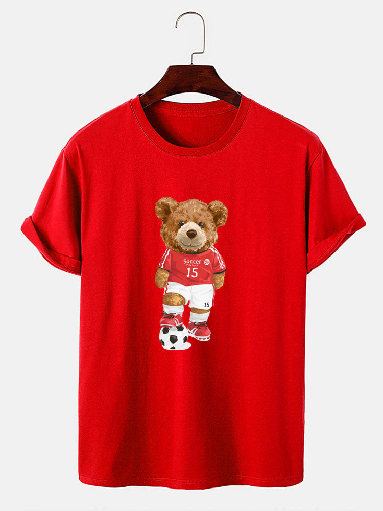 Football Bear Print T-Shirt