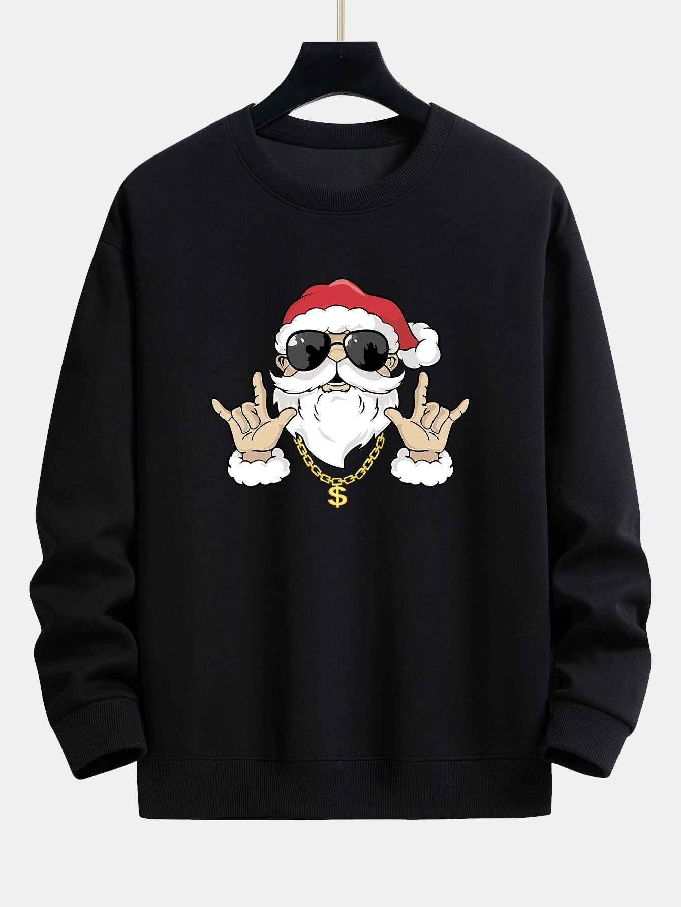 Sweat-shirt coupe décontractée à imprimé Père Noël Hip Hop