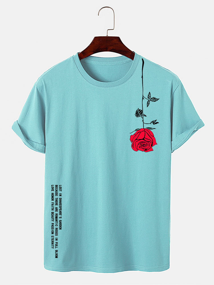 Slogan Rose Print T-Shirt