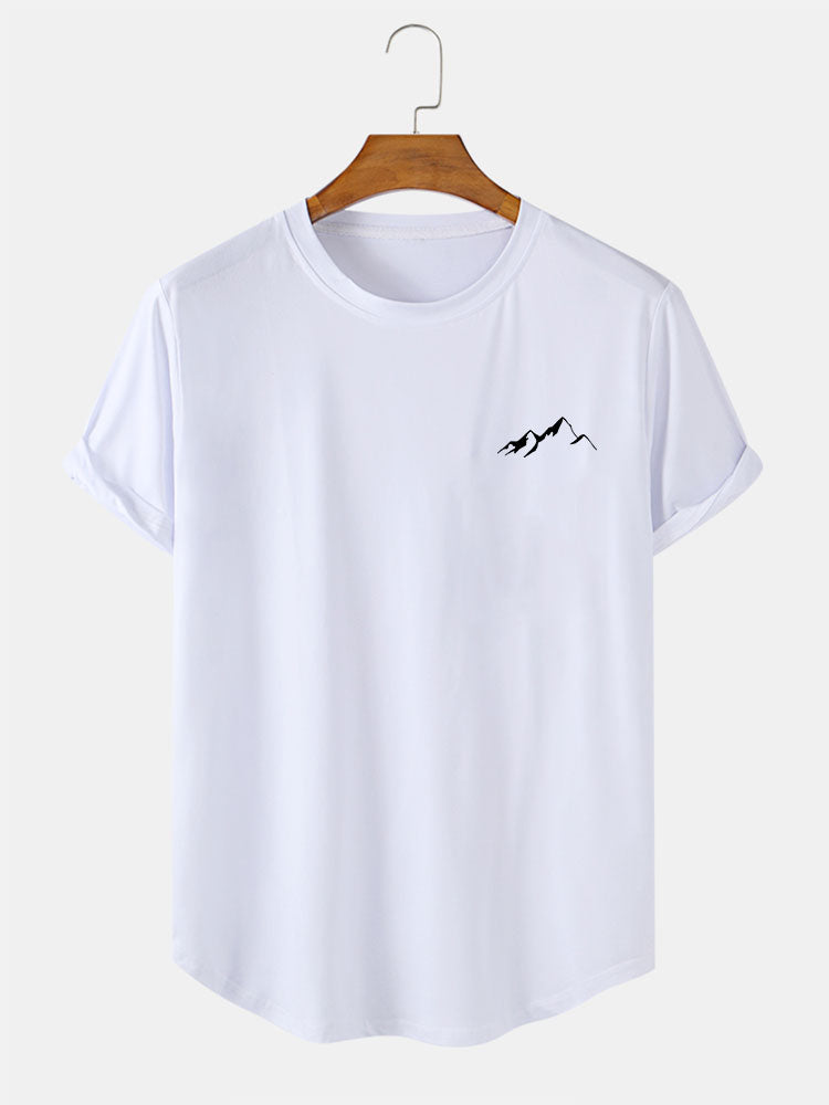 Mountain Graphic Print Arc Hem T-Shirt