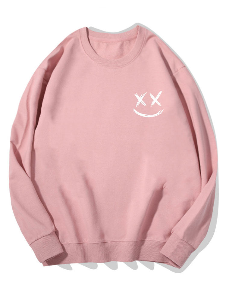 Smiley Print Cotton Sweatshirt