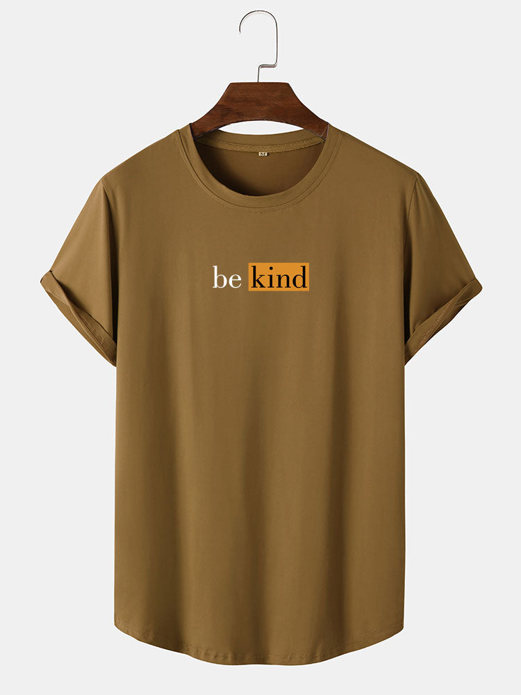 Be Kind Character Print Arc Hem T-Shirt