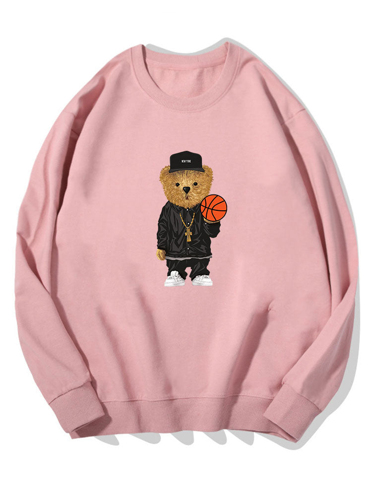 Sweat-shirt en coton à imprimé ours de basket-ball