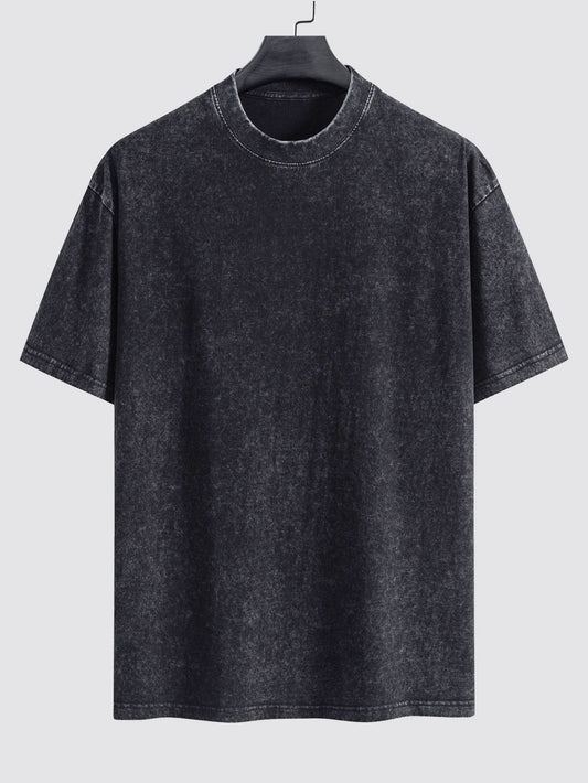 Basic Washed Distressed Drop Shoulder Oversize T-Shirt