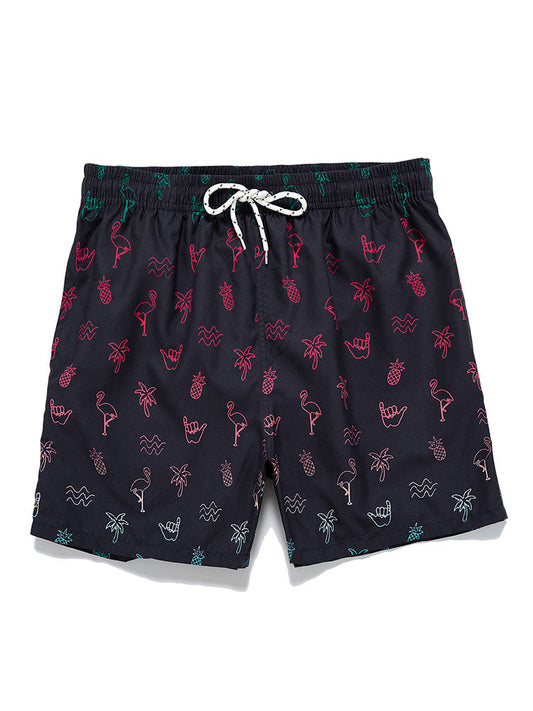 Short de bain à imprimé tropical Flamingo