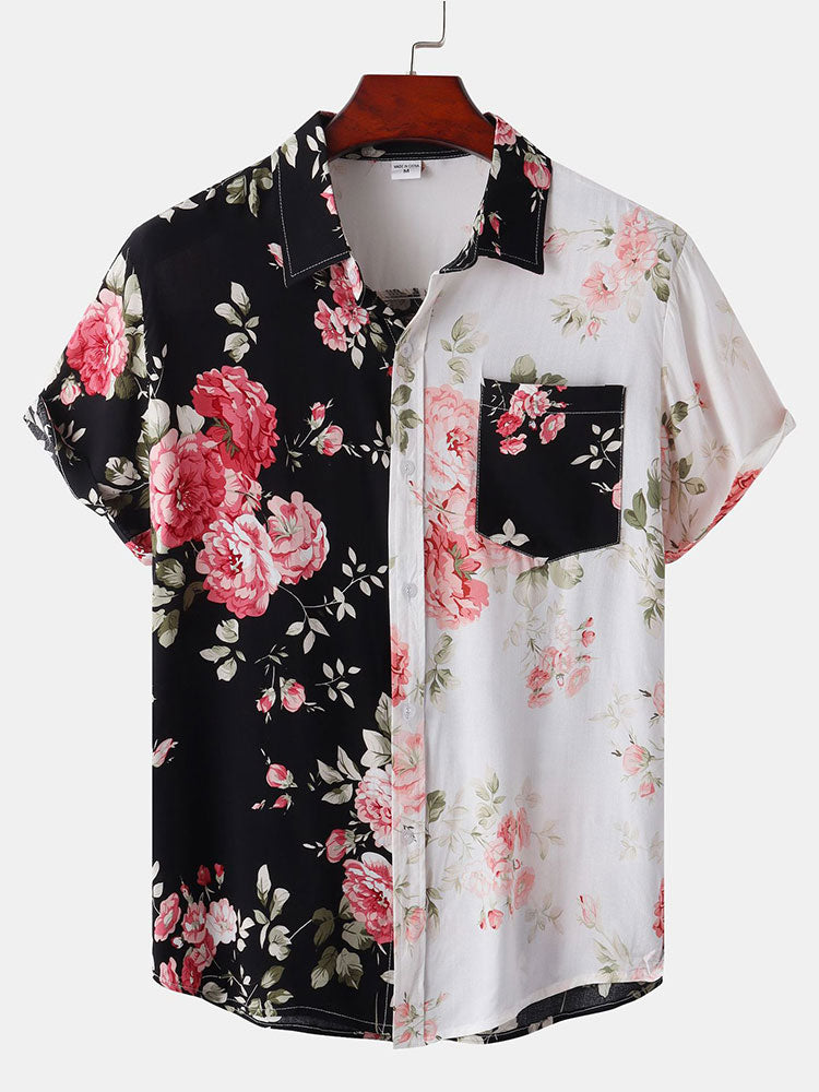 Chemise à imprimé floral bicolore