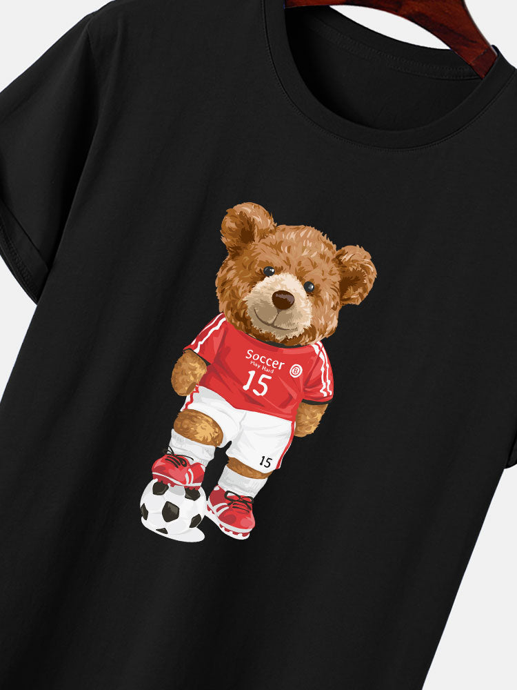 Football Bear Print T-Shirt